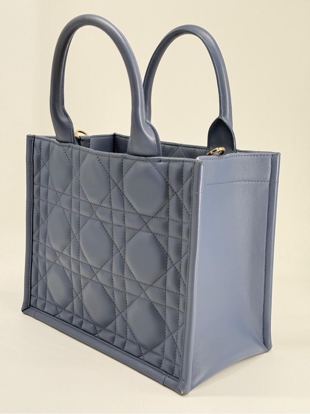 Dior Small Dior Book Tote Blue Macrocannage Leather Bag - Picture 4 of 12